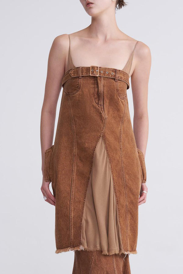 OUDE WAAG Washing Cowboy Deolition Dress OW-23SS-DS03 reddish brown